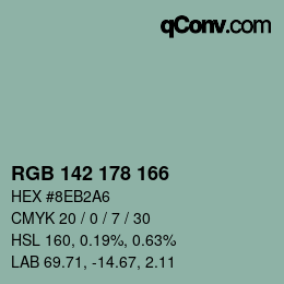 Código de color: RGB 142 178 166 | qconv.com