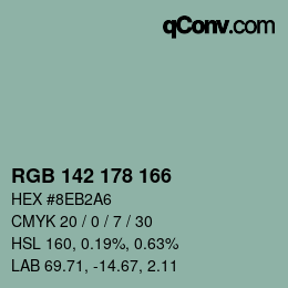 カラーコード: RGB 142 178 166 | qconv.com