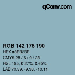 Código de color: RGB 142 178 190 | qconv.com