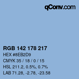 カラーコード: RGB 142 178 217 | qconv.com