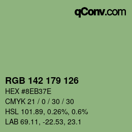 カラーコード: RGB 142 179 126 | qconv.com