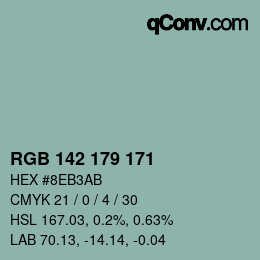 Color code: RGB 142 179 171 | qconv.com