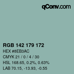 Color code: RGB 142 179 172 | qconv.com