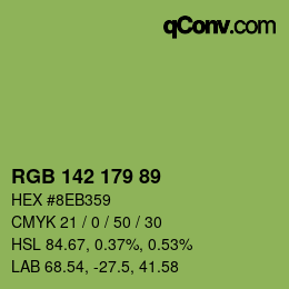 Color code: RGB 142 179 89 | qconv.com
