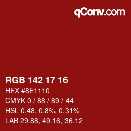 Color code: RGB 142 17 16 | qconv.com