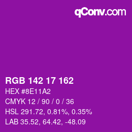 Color code: RGB 142 17 162 | qconv.com