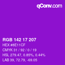 Código de color: RGB 142 17 207 | qconv.com