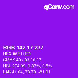Color code: RGB 142 17 237 | qconv.com