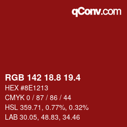 カラーコード: RGB 142 18.8 19.4 | qconv.com
