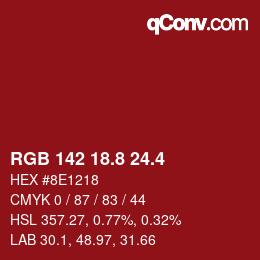 カラーコード: RGB 142 18.8 24.4 | qconv.com