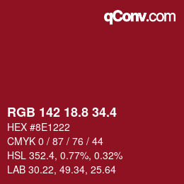 カラーコード: RGB 142 18.8 34.4 | qconv.com