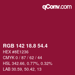 カラーコード: RGB 142 18.8 54.4 | qconv.com
