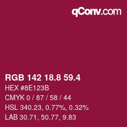 カラーコード: RGB 142 18.8 59.4 | qconv.com