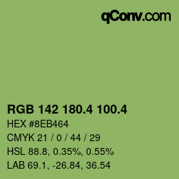 カラーコード: RGB 142 180.4 100.4 | qconv.com