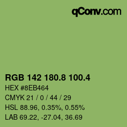 カラーコード: RGB 142 180.8 100.4 | qconv.com
