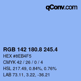カラーコード: RGB 142 180.8 245.4 | qconv.com