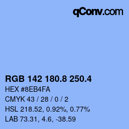 カラーコード: RGB 142 180.8 250.4 | qconv.com