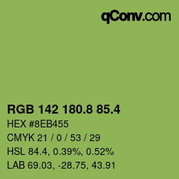 カラーコード: RGB 142 180.8 85.4 | qconv.com