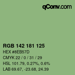 カラーコード: RGB 142 181 125 | qconv.com
