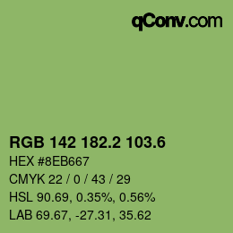 カラーコード: RGB 142 182.2 103.6 | qconv.com