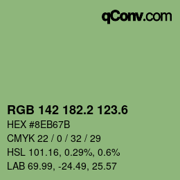 カラーコード: RGB 142 182.2 123.6 | qconv.com