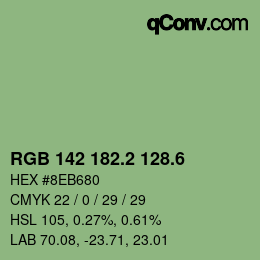 カラーコード: RGB 142 182.2 128.6 | qconv.com