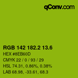 カラーコード: RGB 142 182.2 13.6 | qconv.com