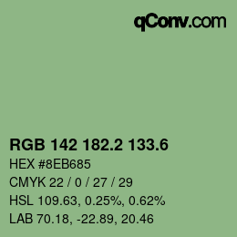 カラーコード: RGB 142 182.2 133.6 | qconv.com