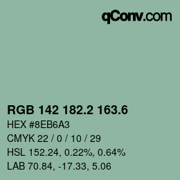 カラーコード: RGB 142 182.2 163.6 | qconv.com