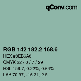 カラーコード: RGB 142 182.2 168.6 | qconv.com