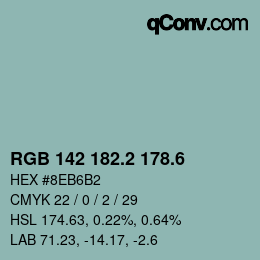 カラーコード: RGB 142 182.2 178.6 | qconv.com