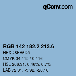 カラーコード: RGB 142 182.2 213.6 | qconv.com