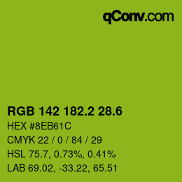 カラーコード: RGB 142 182.2 28.6 | qconv.com