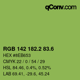 カラーコード: RGB 142 182.2 83.6 | qconv.com