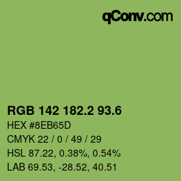 カラーコード: RGB 142 182.2 93.6 | qconv.com