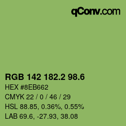 カラーコード: RGB 142 182.2 98.6 | qconv.com