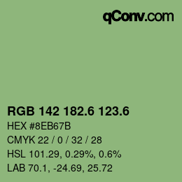 カラーコード: RGB 142 182.6 123.6 | qconv.com