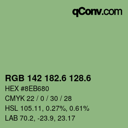 カラーコード: RGB 142 182.6 128.6 | qconv.com