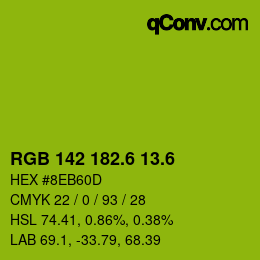 カラーコード: RGB 142 182.6 13.6 | qconv.com