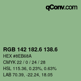 カラーコード: RGB 142 182.6 138.6 | qconv.com