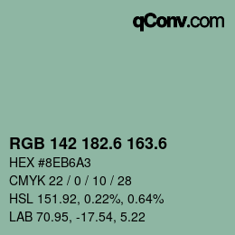 カラーコード: RGB 142 182.6 163.6 | qconv.com