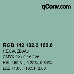 カラーコード: RGB 142 182.6 168.6 | qconv.com