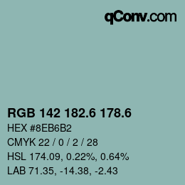 カラーコード: RGB 142 182.6 178.6 | qconv.com