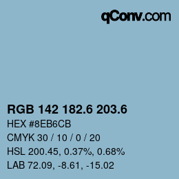 カラーコード: RGB 142 182.6 203.6 | qconv.com