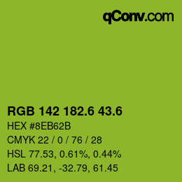 カラーコード: RGB 142 182.6 43.6 | qconv.com