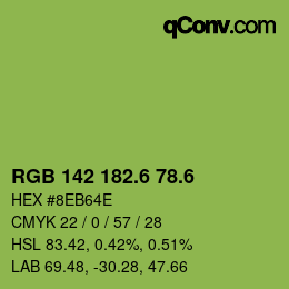 カラーコード: RGB 142 182.6 78.6 | qconv.com