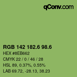 カラーコード: RGB 142 182.6 98.6 | qconv.com