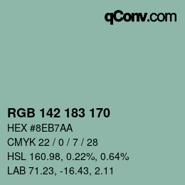 Color code: RGB 142 183 170 | qconv.com