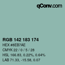 Código de color: RGB 142 183 174 | qconv.com