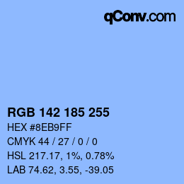 Color code: RGB 142 185 255 | qconv.com